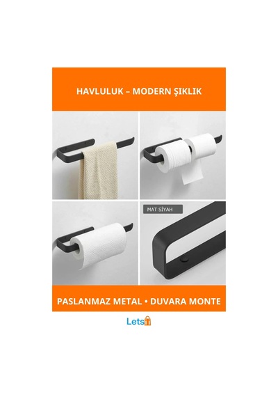 Dayanıklı Paslanmaz Metal Mat Siyah Havluluk Çok Renkli