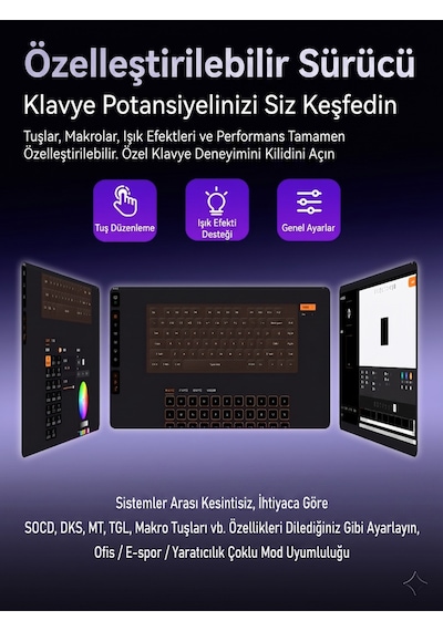 Ak820 V2 Pro 8k+8k Ekranlı Mekanik Oyun Klavyesi-10.000 Mah Batarya