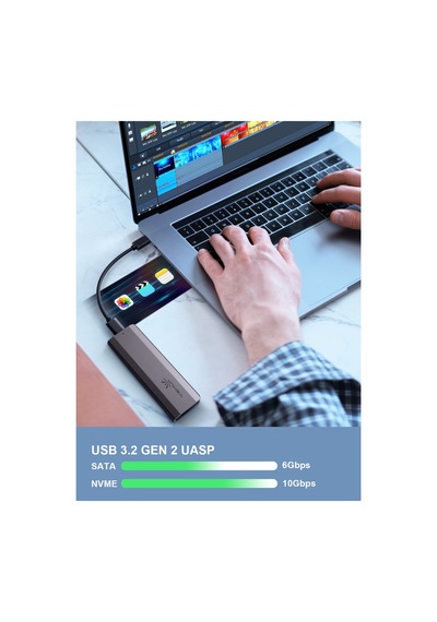 Sd4, M.2 Ssd Kutusu - Nvme/ngff Sata Destekli Usb 3.2 Gen2 10gbps Type-c Harici Disk Kabı