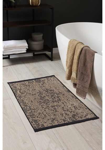 Rothi Pamuklu Kaymaz Taban Kahverengi Banyo Paspası 60x100 Yıkanabilir Modern Şönil