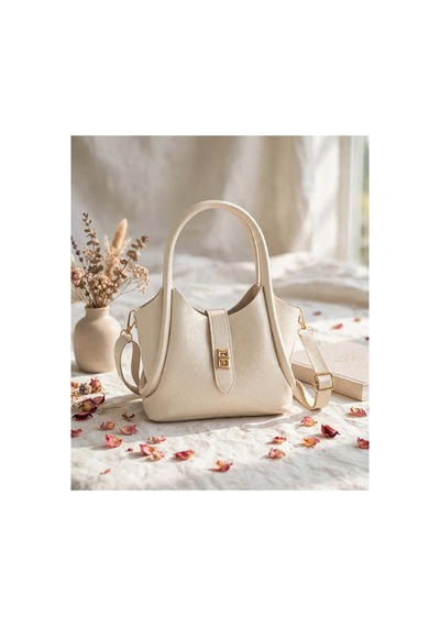 Names Bag Kilitli Tek Saplı Kadın Mini El Ve Omuz Çantası Bej Bej