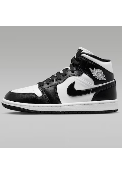Nike Air Jordan 1 Mid Panda Unisex Leather Sneaker Hakiki Deri Bilekli Günlük Spor Ayakkabı Siyah-beyaz SİYAH-BEYAZ