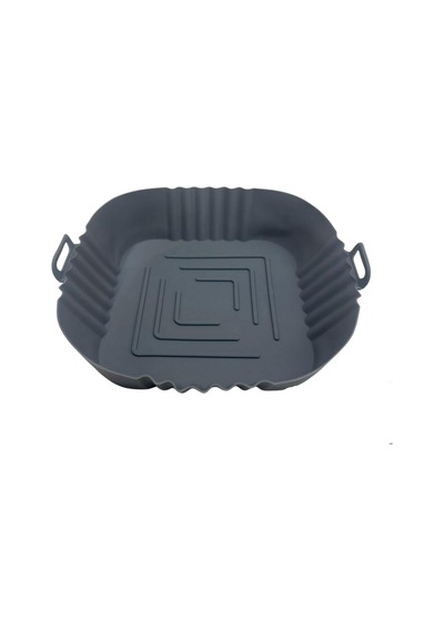 Buffer Renkli Isıya Dayanıklı Yıkanılabilir Silikon Fırın Ve Airfryer Kare Model Pişirme Matı 20 Cm Gri