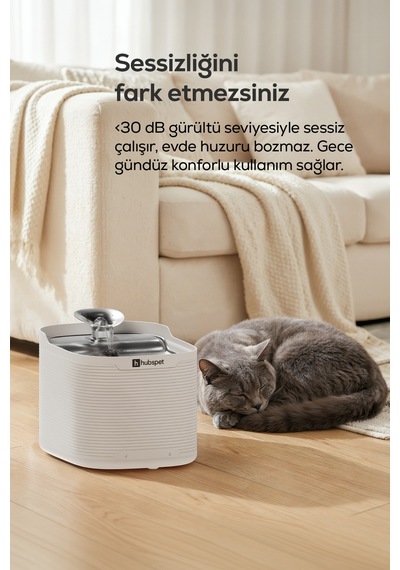 Kedi Su Pınarı 5200 Mah, 2.5l, Kablosuz, Hareket Sensörü Modu, Çelik Kase H312