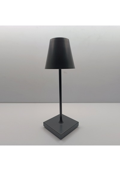 Konik Şapka Metal Şarjlı Masa Lambası Antrasit