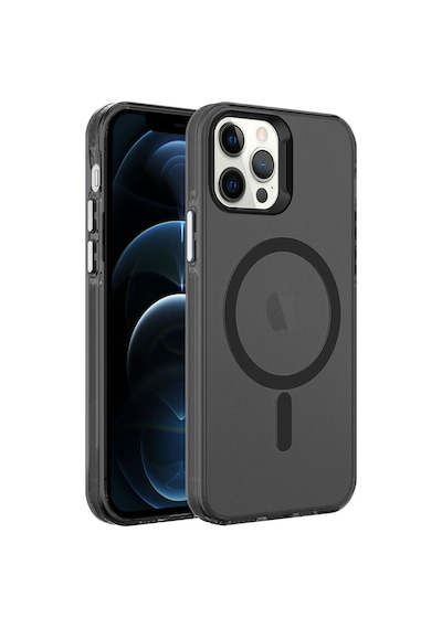 Zore İphone 12 Pro Uyumlu Ogaa Magsafe Şarj Özellikli Buzlu Transparan C-pro Sert Kılıf-siyah