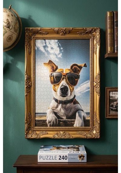 240 Parça Retro Dog Havalı Köpek Portresi Puzzle 33x48cm Eğitici Çocuk Yapboz 1