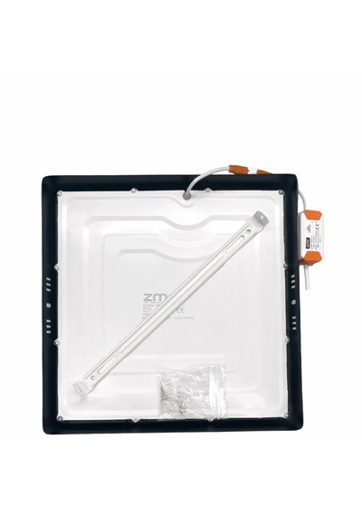 Zmr 24w Sıvaüstü Beyaz Işık Siyah Kasa Kare Panel Led Armatür Siyah Beyaz Işık