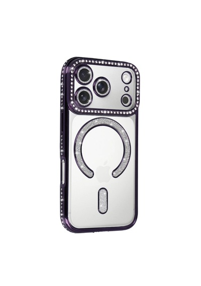 Apple İphone 17 Pro Max Joke Simli Magneticsafe Kılıf - Derin Mor 0.2M-Çok Renkli