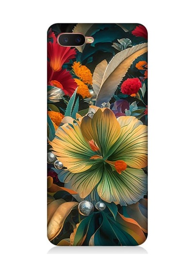 Oppo Rx 17 Neo Uyumlu Çiçekler Arasında Yaşam Desenli Silikon Kılıf Çok Renkli