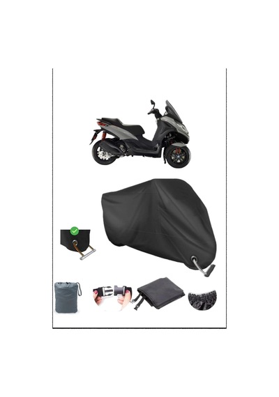 Siyah Pıaggıo Mp3300 Dayanıklı Kilit Uyumlu Su Geçirmez Motosiklet Brandası