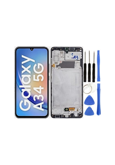 Te Samsung A34 5g A346f Uyumlu Oled Çıtalı Lcd Ekran Siyah