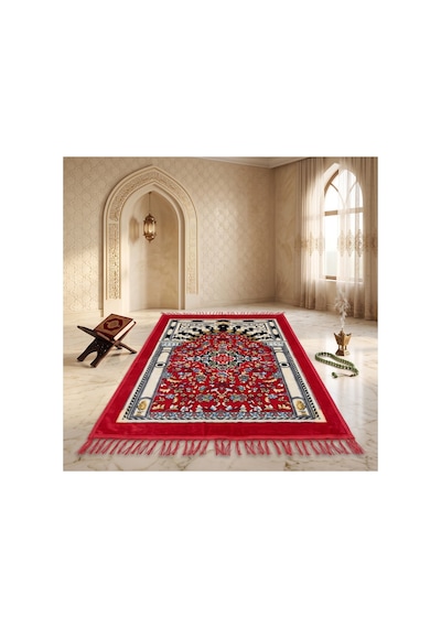 Peluş Seccade 80x120 Cm Desenli Lüks Namaz Seccadesi Çok Renkli-2