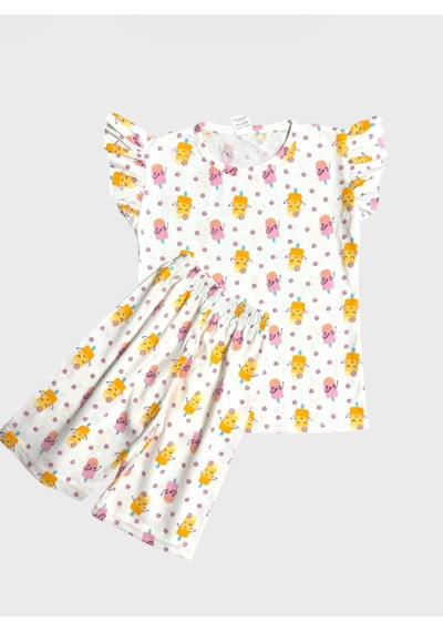 Aliş Kids Kız Çocuk Pamuklu Beyaz Çiçek Desenli Kolları Fırfırlı Kısa Kollu Şortlu Yazlık Pijama Takımı Beyaz Sarı Aliş Kids Kız Çocuk Pamuklu Beyaz Çiçek Desenli Kolları Fırfırlı Kısa Kollu Şortlu Yazlık Pijama Takımı Beyaz Sarı