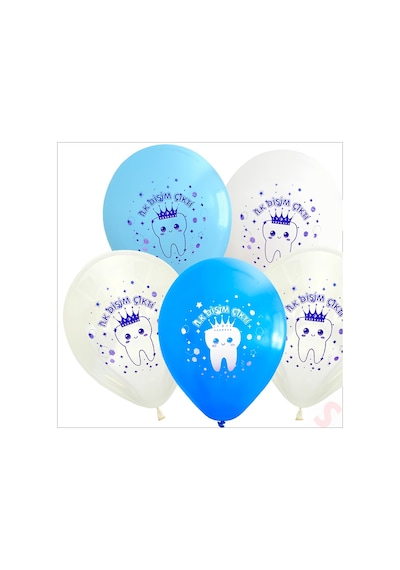 İlk Dişim Çıktı Balon, 30cm x 8 Adet - Mavi