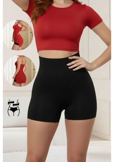 Mistirik Gretola Model Toparlayıcı Sıkılaştırıcı Yüksek Bel Lazer Boxer Korse Siyah Renk