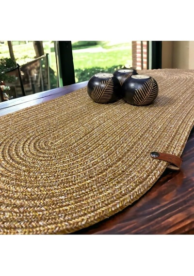 Modern Doğal Jüt, Hasır, Amerika Servis, Masa,sehpa Örtüsü Runner. 30x80 Kırçıljüt 30 X 80 Çok Renkli