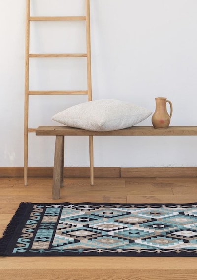 Bigghome Çift Taraflı Kilim, Makinede Yıkanabilir, Modern Desenli, 80 150 Cm, Sa1818a Desenli