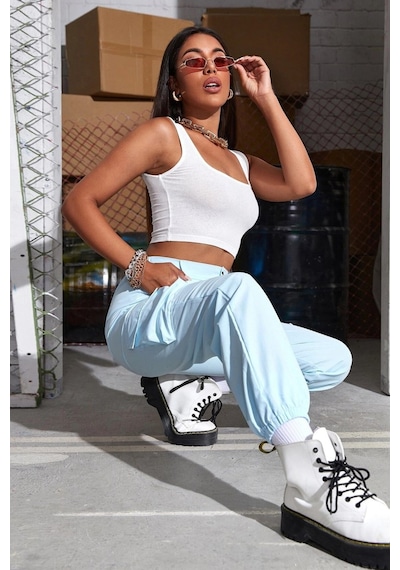 Najmaddin.com Beru Kadın Beyaz Kalın Askılı Crop Top Büstiyer