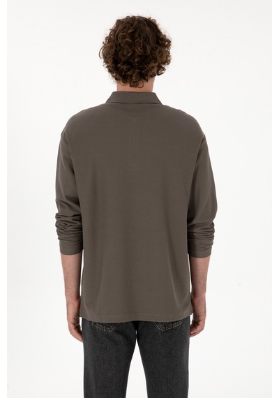 U.S. Polo Assn. Erkek Comfort Fit Yarım Fermuarlı Vizon Sweatshirt 50313754-VR052