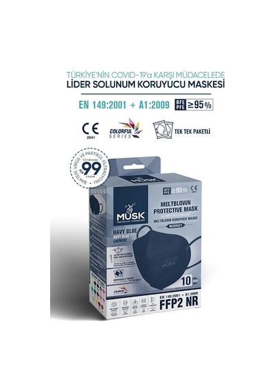 Musk  Ffp2/N95 Maske Lacivert Renk 10 Adet