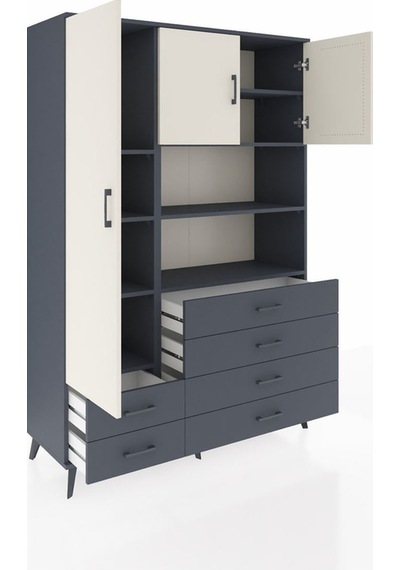 Hyperion Dolap 8 Raflı 6 Çekmeceli 3 Kapaklı 132x44x195 Antrasit-aytaşı/antrasit Aytası/antrasıt Hyperion Dolap 8 Raflı 6 Çekmeceli 3 Kapaklı 132x44x195 Antrasit-aytaşı/antrasit Aytası/antrasıt