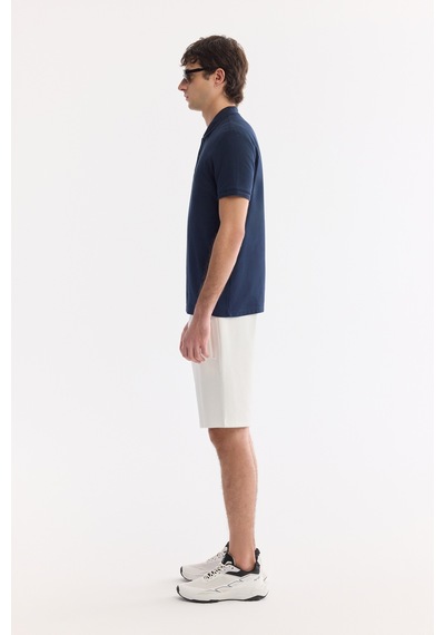 Avva Erkek Lacivert Kıvrılmaz Polo Yaka %100 Pamuk Basic Regular Fit T-shirt B001032
