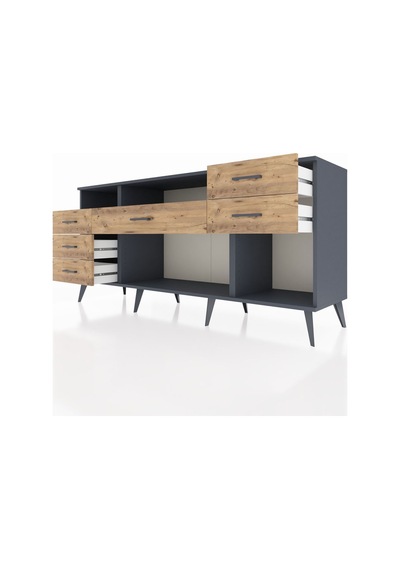 Hyperion Konsol 2 Raflı 6 Çekmeceli 176x44x83 Antrasit-antrasit/çam Antrasit/çam Hyperion Konsol 2 Raflı 6 Çekmeceli 176x44x83 Antrasit-antrasit/çam Antrasit/çam