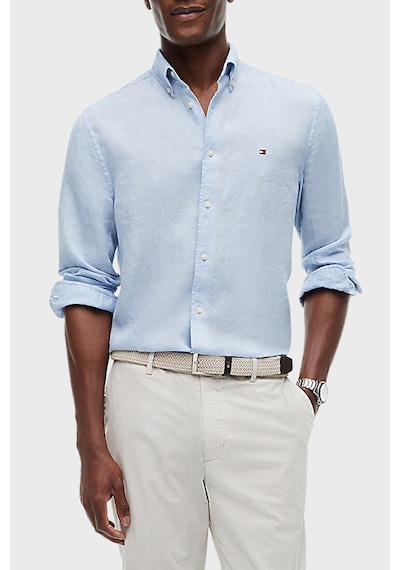 Tommy Hilfiger Keten Regular Fit Uzun Kollu Gömlek Erkek Gömlek Mw0mw41530 C1o Açık Mavi Açik Mavi
