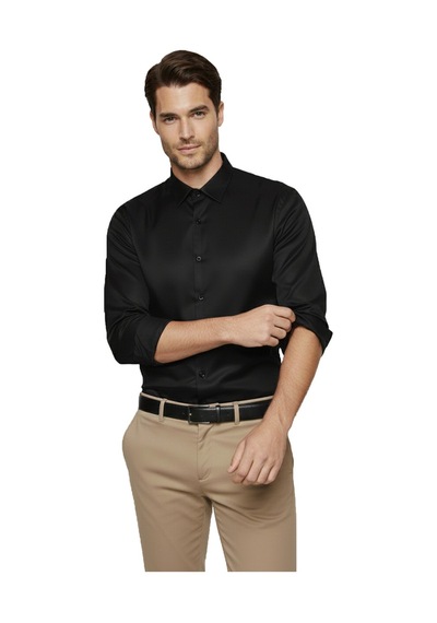 Deepsea Siyah Slim Fit Erkek Gömlek Kolay Ütülenen Nefes Alan Kumaş, Dört Mevsim Şıklık 2608515 Siyah Deepsea Siyah Slim Fit Erkek Gömlek Kolay Ütülenen Nefes Alan Kumaş, Dört Mevsim Şıklık 2608515 Siyah