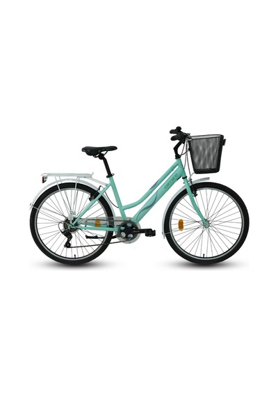 Carraro Lila 26 Jant V-fren 44 Cm Kadro Bayan Sepetli Şehir Bisikleti Su Yeşili Yeşil