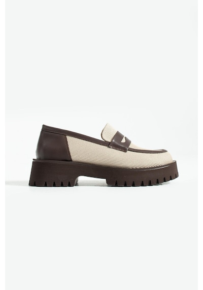 Kadın Yüksek Taban Günlük Loafer Vela - Bej Ve Kahverengi Bej Ve Kahve
