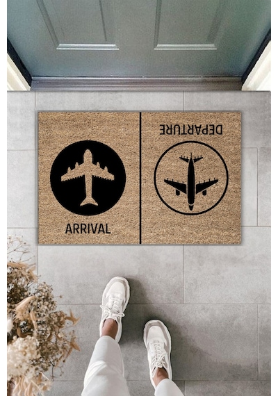 Rugmood Modern Dijital Baskı Paspas - Uçak Paspas - Kapı Önü Paspası 70x45cm Kahverengi