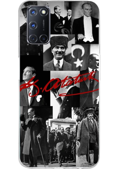 Oppo A52-a72-a92 Uyumlu Kırmızı Mustafa Kemal Atatürk İmza Baskılı Silikon Kılıf Renkli