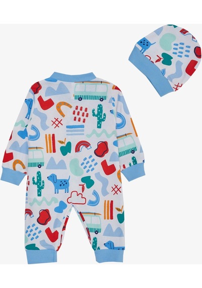 Breeze Erkek Bebek Tulum Desenli Köpekçik Baskılı 0-6 Ay, Beyaz-beyaz Beyaz