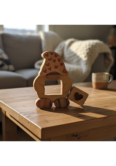Simdale Wood Ahşap Örgü Şapkalı Şans Cücesi Gonk - İskandinav Tarzı Dekoratif Biblo