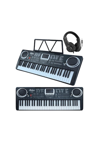 Midex PS-1500BK-H Başlangıç İçin 61 Tuşlu Org Kulaklık Mikrofon ve Notalık