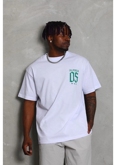 Wear Vexel Erkek Baskılı Bisiklet Yaka Kısa Kol T-shirt - Beyaz Çok Renkli