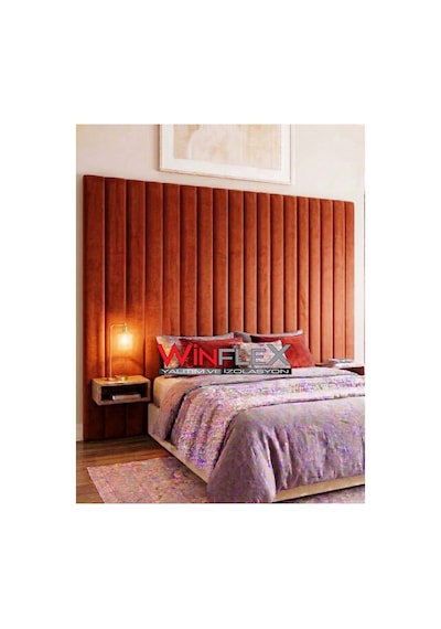 Akustik Kumaş Kaplı Dikey Panel 15x210cm - 12 Adet Kiremit Renk