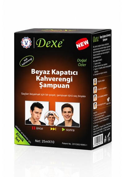 Dexe Beyaz Kapatıcı Açık Kahverengi Saç Boyama Şampuanı 10'lu Saşe - 10 Paket 25 Ml