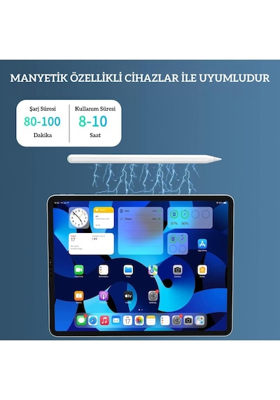 Apple Uyumlu iPad  Air 4 5 Air 16 Pro 11 12.9 Mini 6 İle Kablosuz Şarj Palm Rejection Stylus Kalem