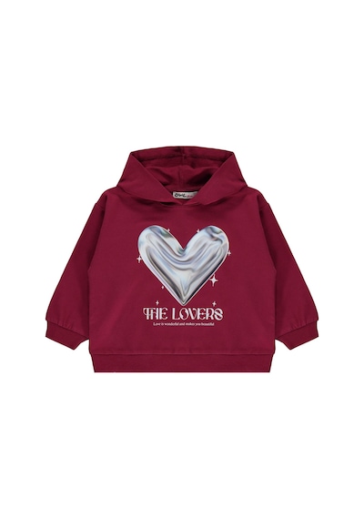Civil Girls Kalp Baskılı 2-5 Yaş Sweatshirt - Bordo