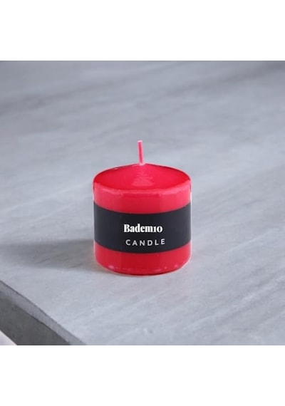 Baton Mum Kırmızı Silindir Dekoratif Mumu Kandil Hediyelik Fitilli Mumlar Şamdan Kokusuz 6 X 6 Cm Diğer