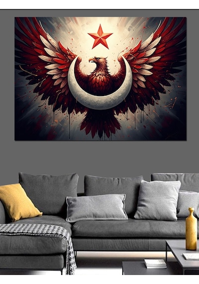 Ahşap Tablo Ay Yıldızlı Kırmızı Türk Bayrağı