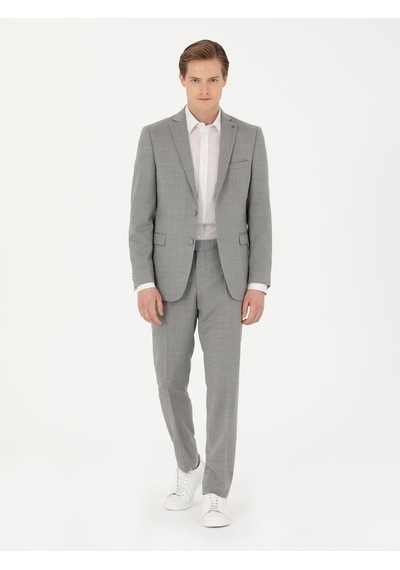 Cacharel Gri Slim Fit Yün Klasik Ceket