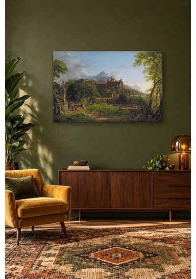Fida Thomas Cole Şatodan Yola Çıkan Atlılar Canvas Tablo Çok Renkli