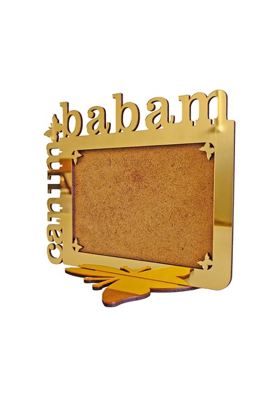 Babalar İçin Gold Aynalı Pleksi Fotoğraf Çerçevesi Canım Babam