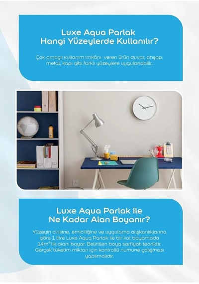 Luxe Aqua Parlak Su Bazlı Akrilik Dekoratif Dönüşüm Boyası 2,5 Litre Ahşap Ve Metal Boyası Beyaz,beyaz