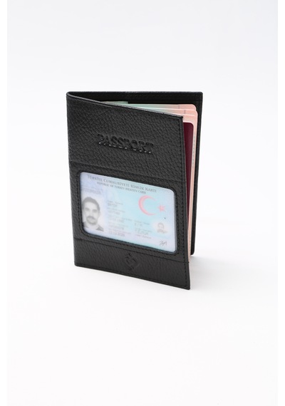 Prava Deri World Hakiki Deri El Yapımı Kimliklik Bölümü Olan Pasaportluk Siyah