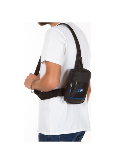 Newish Polo Impertex Suya Dayanıklı Kumaş Siyah-mavi Unısex Omuz Çantası Günlük,seyahat,okul Siyah - Mavi
